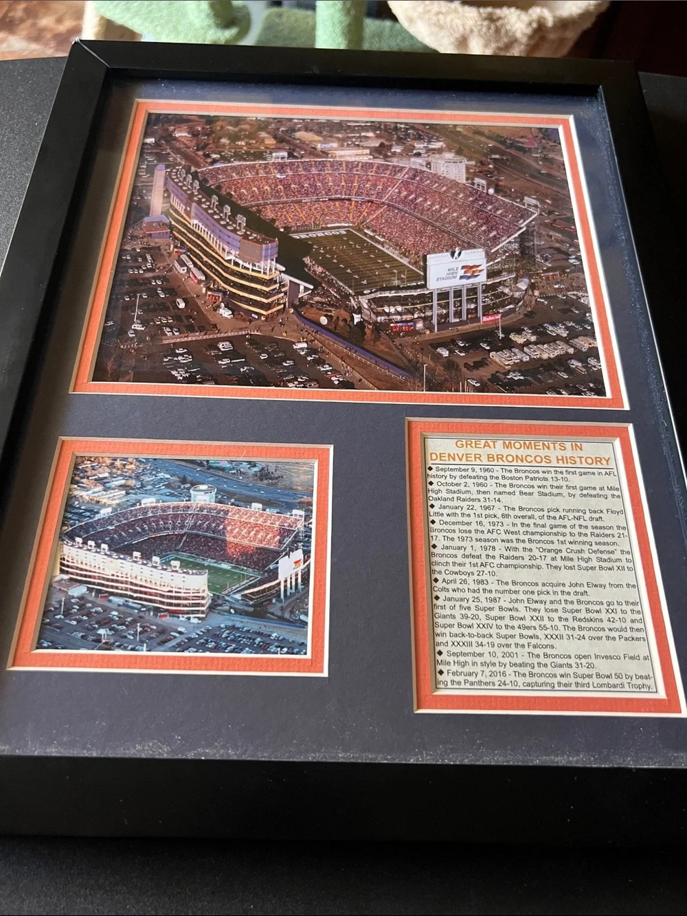 Framed Denver Broncos Stadium Collage - great moments in history